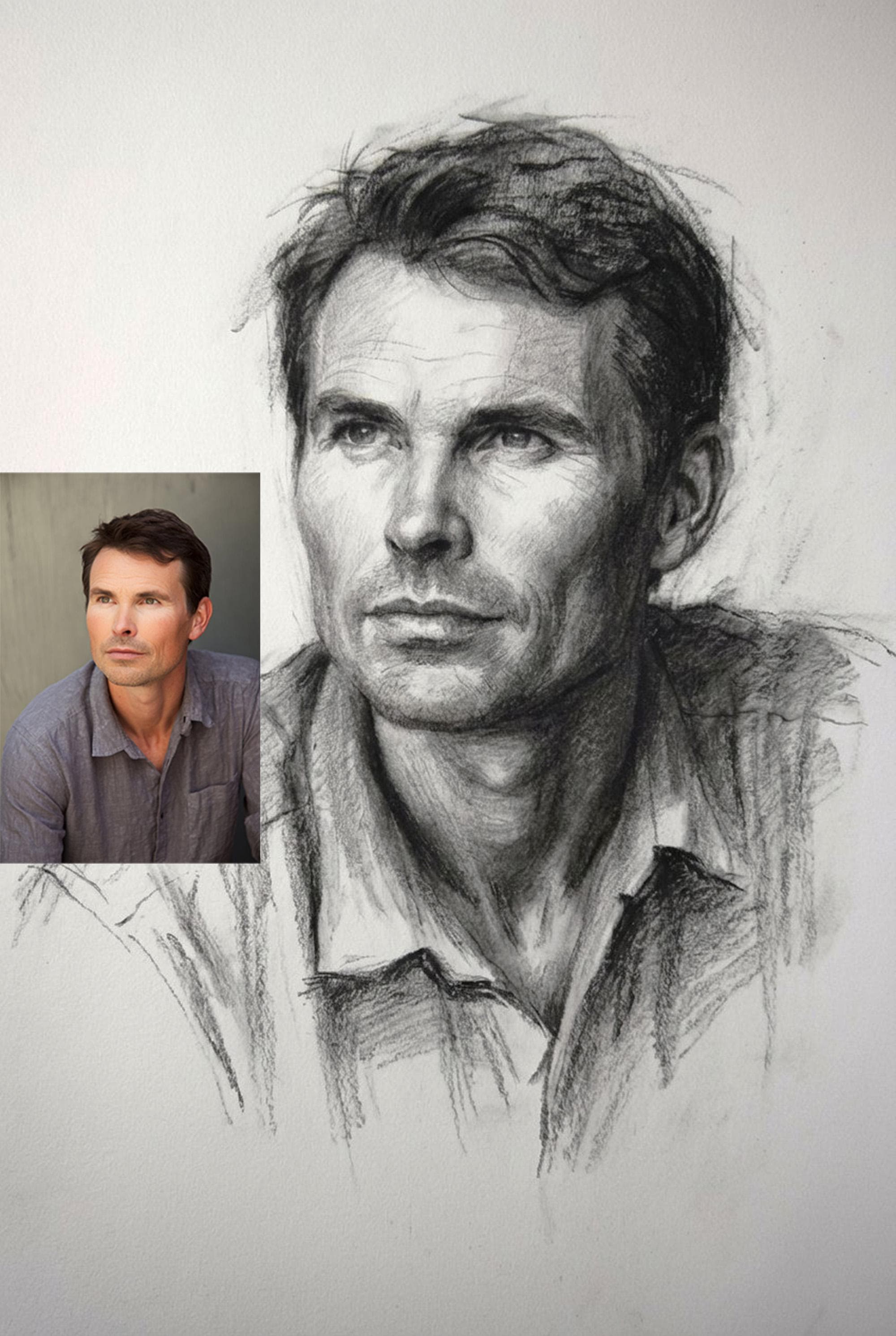 Hyperrealistic Charcoal Portrait Commission, Custom Pencil Drawing from Photo, Retirement Gift for Boss