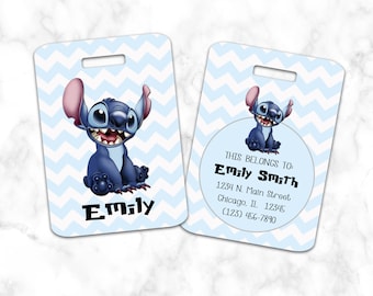 Stitch Luggage Tag, Bag Tag, Chevron, Personalized