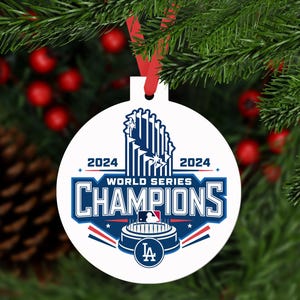 Dodgers World Series Champions 2024 honkbalornament voor kerstboom Los Angeles Dodgers Baseball World Series LAD