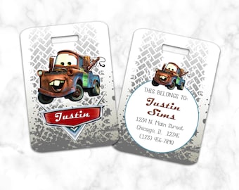 Mater Cars Luggage Tag, Bag Tag, Personalized