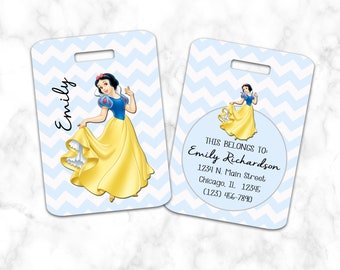 Snow white Luggage Tag, Bag Tag, Princess Chevron Personalized