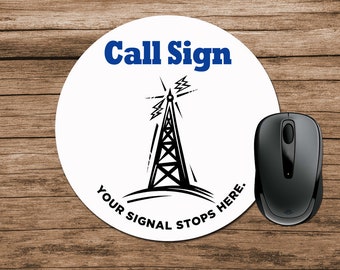 Ham Radio Call Sign Round Mouse Pad