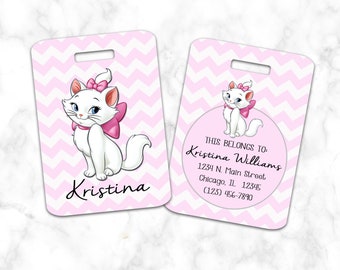 Etiqueta de equipaje Marie, etiqueta de bolso, Chevron, personalizada