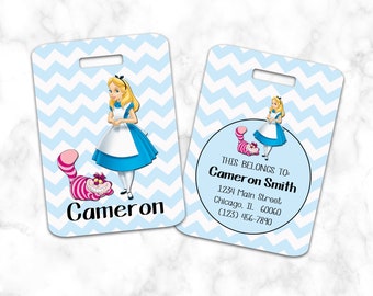 Alice in Wonderland, Princess-bagagelabel, Chevron-bagagelabel, Gepersonaliseerd