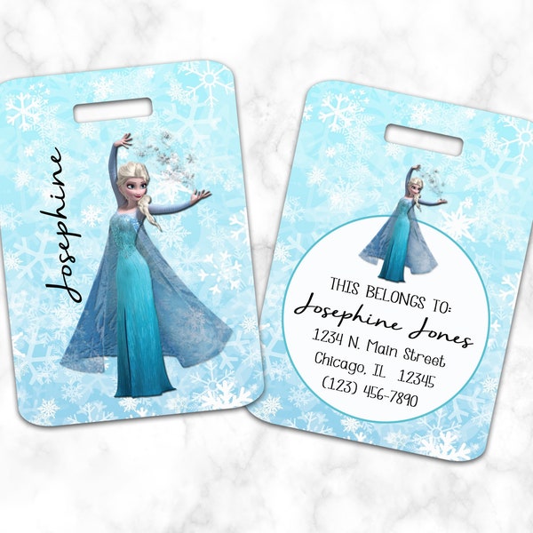 Elsa Luggage Tag, Bag Tag, Princess Snow Personalized