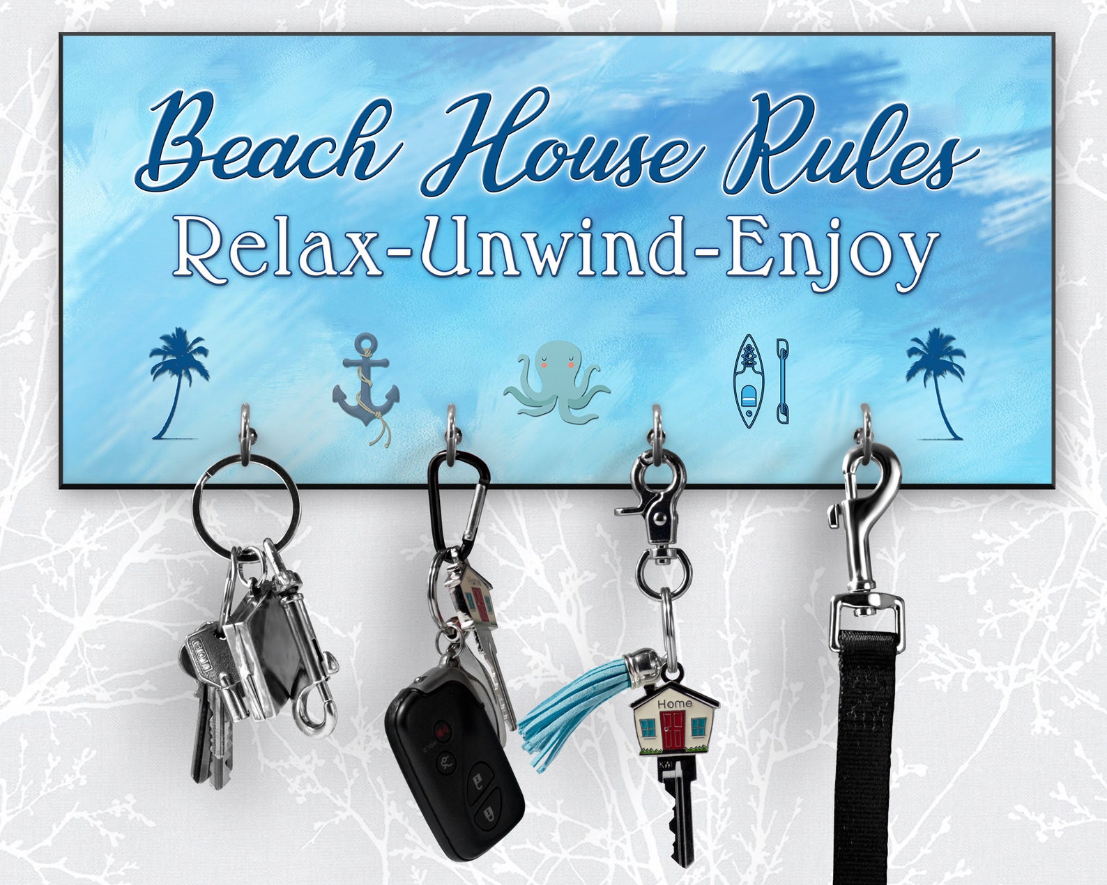 Beach Key Rack Beach House Rules Key Rack, Key Hook, Key Hanger, Key Organizer, Key ...