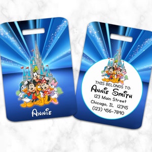 Etichetta per bagaglio Mickey Mouse & Friends, etichetta per borsa, blu con stelle, personalizzata