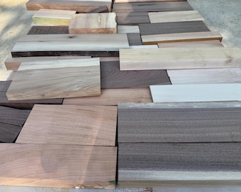 Hardwood Scraps, Kiln-Dried Wood Pieces Box for Crafts, DIY Projects, Jewelry, Turning, Carving | Black Walnut, Maple, Cherry, Oak, Hickory