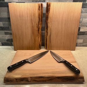 Live Edge Maple One-Piece Cutting Board | Natural Solid Wood Serving/Charcuterie Tray | FREE Conditioner | Handmade, Non-Toxic