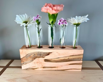 Hardwood Plant Propagation Station: Single Stem Bud Vase Handmade from Walnut, Maple, or Cherry