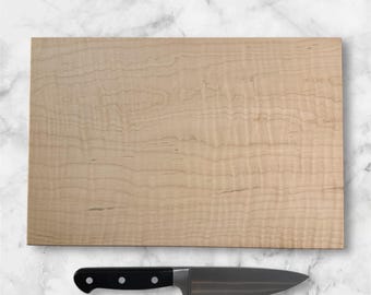 Curly Maple ONE-Piece Solid Hardwood Cutting Board, Serving/Charcuterie Tray - Non-Toxic, Free Conditioner, Handmade