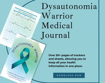 Dysautonomia Medical journal, medical binder, medical planner, symptom tracker, track symptoms, medical records, medical history