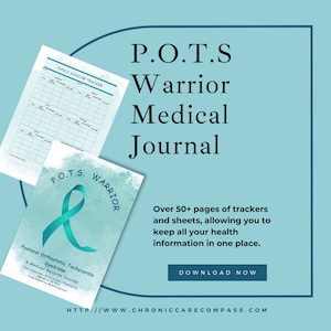 Postural Orthostatic Tachycardia Syndrome Medical Journal, medical binder, medical planner, POTS, potsie, symptom tracking, track symptoms