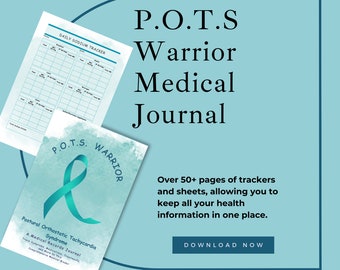 Postural Orthostatic Tachycardia Syndrome Medical Journal, medical binder, medical planner, POTS, potsie, symptom tracking, track symptoms