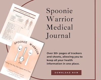 Spoonie Warrior Medical Journal, Spoonies, Chronic Illness, Medical Binder, Symptom Tracking, Medical Records
