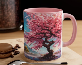 Japanese Cherry Tree Coffee Mug, Cherry Tree Mug, Japanese Mug, Cherry Tree Gift for Her, Japanese Gift for Mom, Japanese Gifts