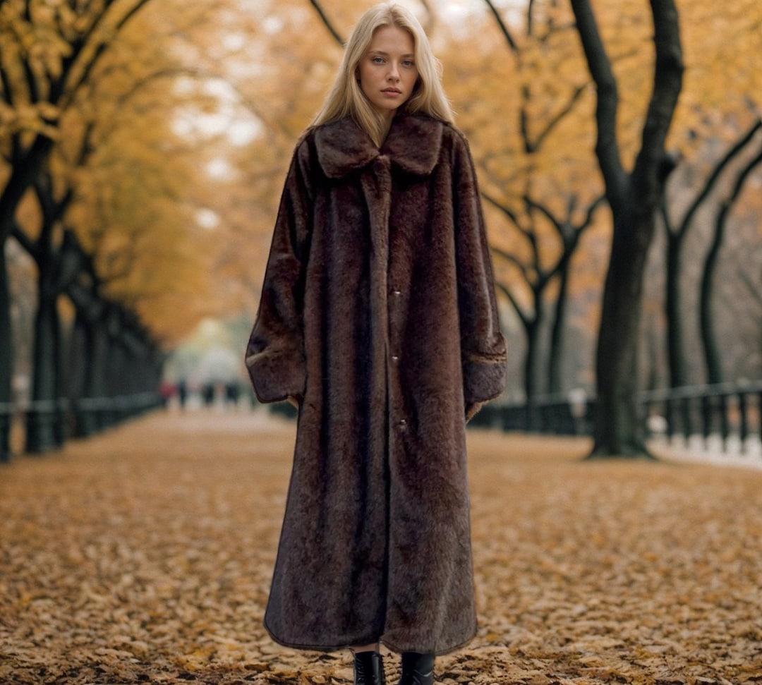 Faux Fur Brown Coat, Brown Winter Jacket, Warm and Cozy Faux Fur Coat ...