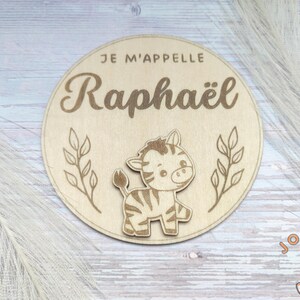 Carte annonce de naissance prénom bébé en bois personnalisée, plaque bienvenue bébé, carte je m'appelle, plaque naissance animaux mignons image 10