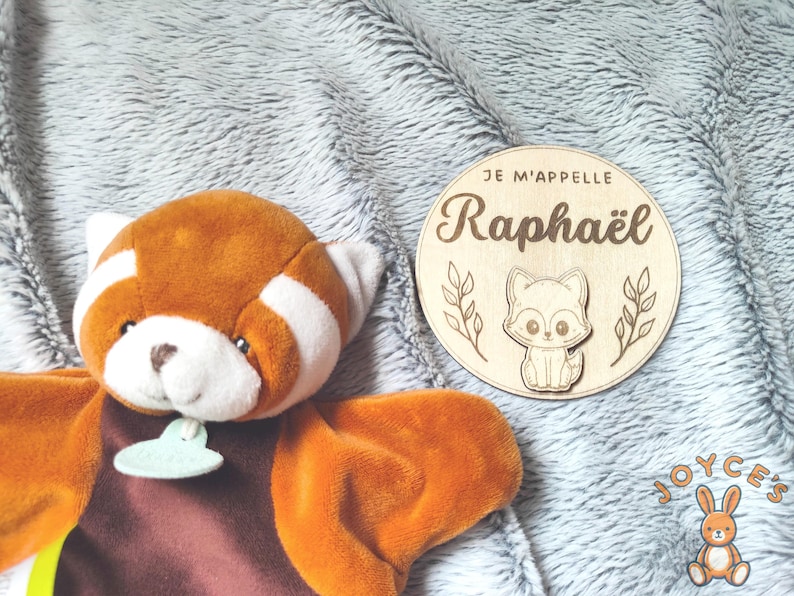 Carte annonce de naissance prénom bébé en bois personnalisée, plaque bienvenue bébé, carte je m'appelle, plaque naissance animaux mignons image 5