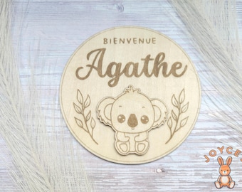 Personalized wooden baby name birth announcement card, welcome baby plaque, my name is card, cute animal birth plaque