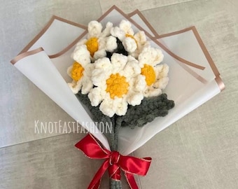 Ramo de ganchillo de margarita esponjosa - listo para enviar / ramo de flores de ganchillo hecho a mano