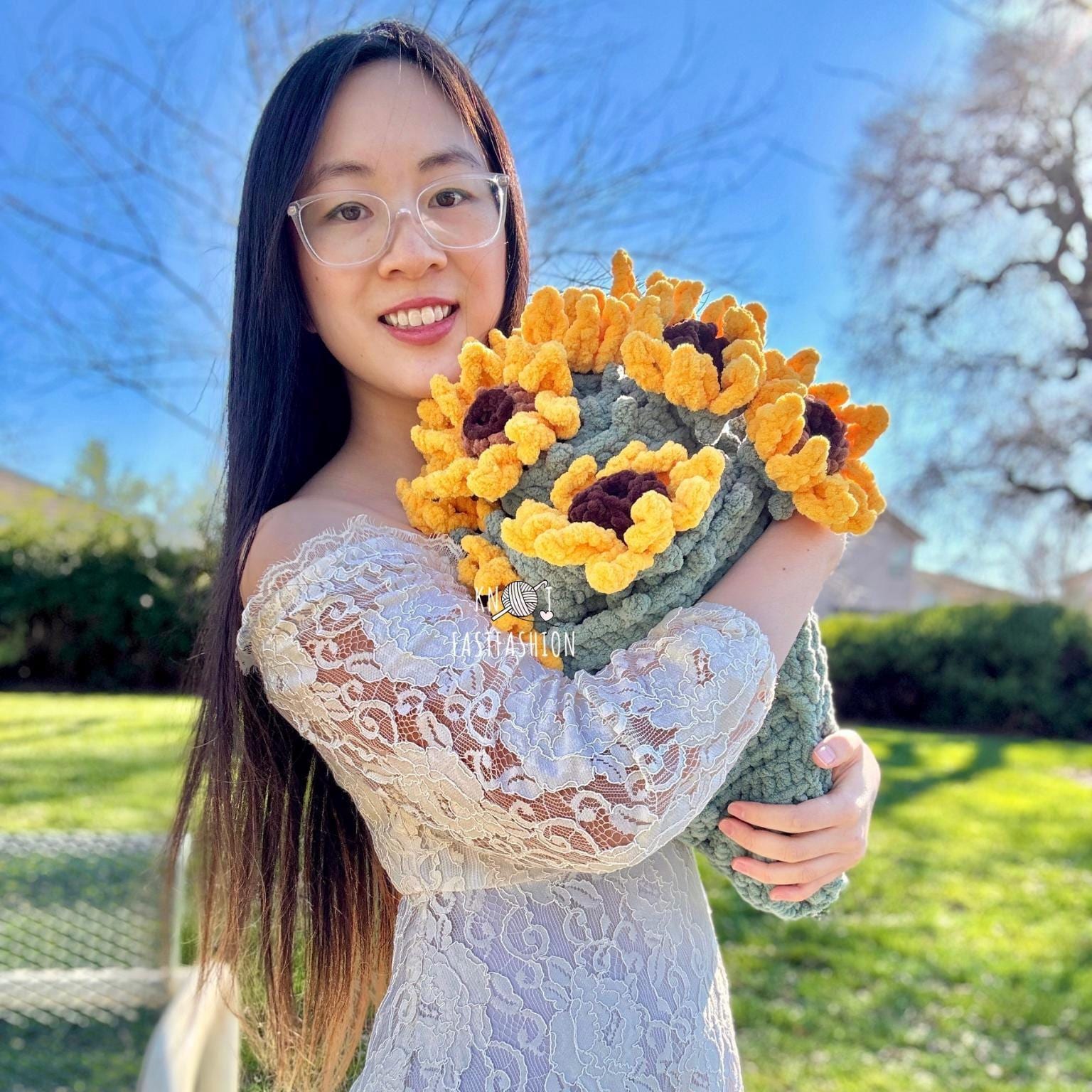 T　花束ブランケット 花束ブランケット ブーケブランケット かぎ針編み 直径80cm