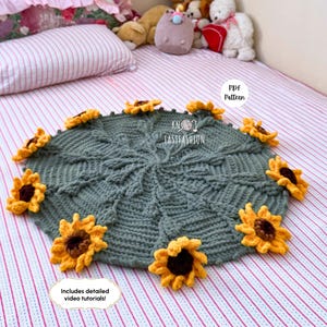Flauschige Verzauberte Sonnenblumen Blumenstrauß Decke PDF Häkelanleitung | super voluminös, Gewicht 6| Baby, werfen
