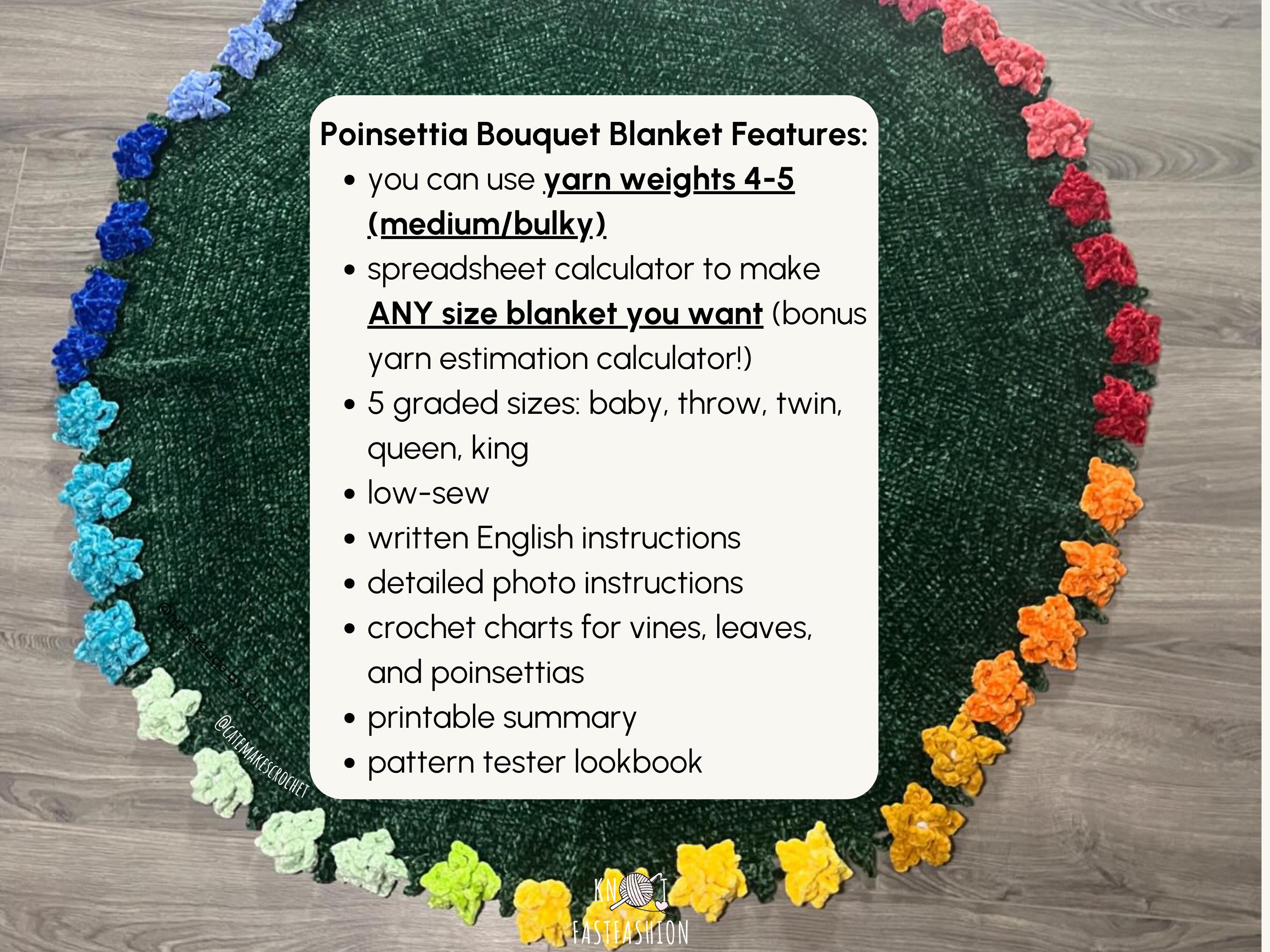 ポインセチアブーケブランケット（4-5）PDF かぎ針編みパターン | 糸の