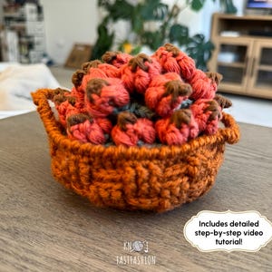 Pumpkin Patch Coaster Basket Set PDF Written Crochet Pattern, Two Sizes - Mug, Teacup | KnotFastFashion
