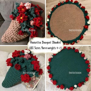 Weihnachtsstern Blumenstrauß Decke (4-7) PDF Häkelanleitung | für die Garnstärken 4-7, jede Stärke | anpassbare Größe, Baby, werfen, Zwilling, Königin, König