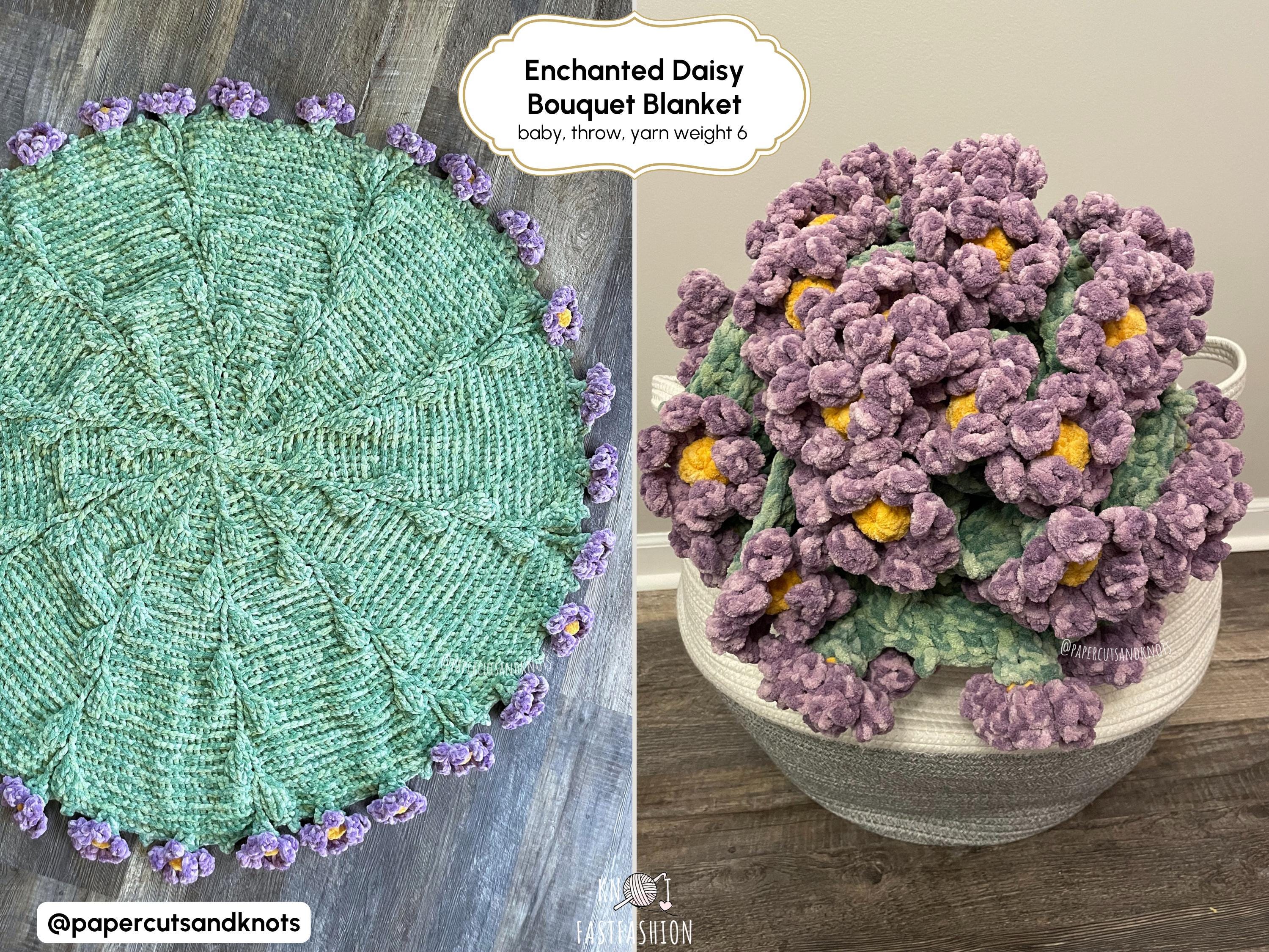 ふわふわの魅惑的なデイジーブーケブランケット PDF かぎ針編み