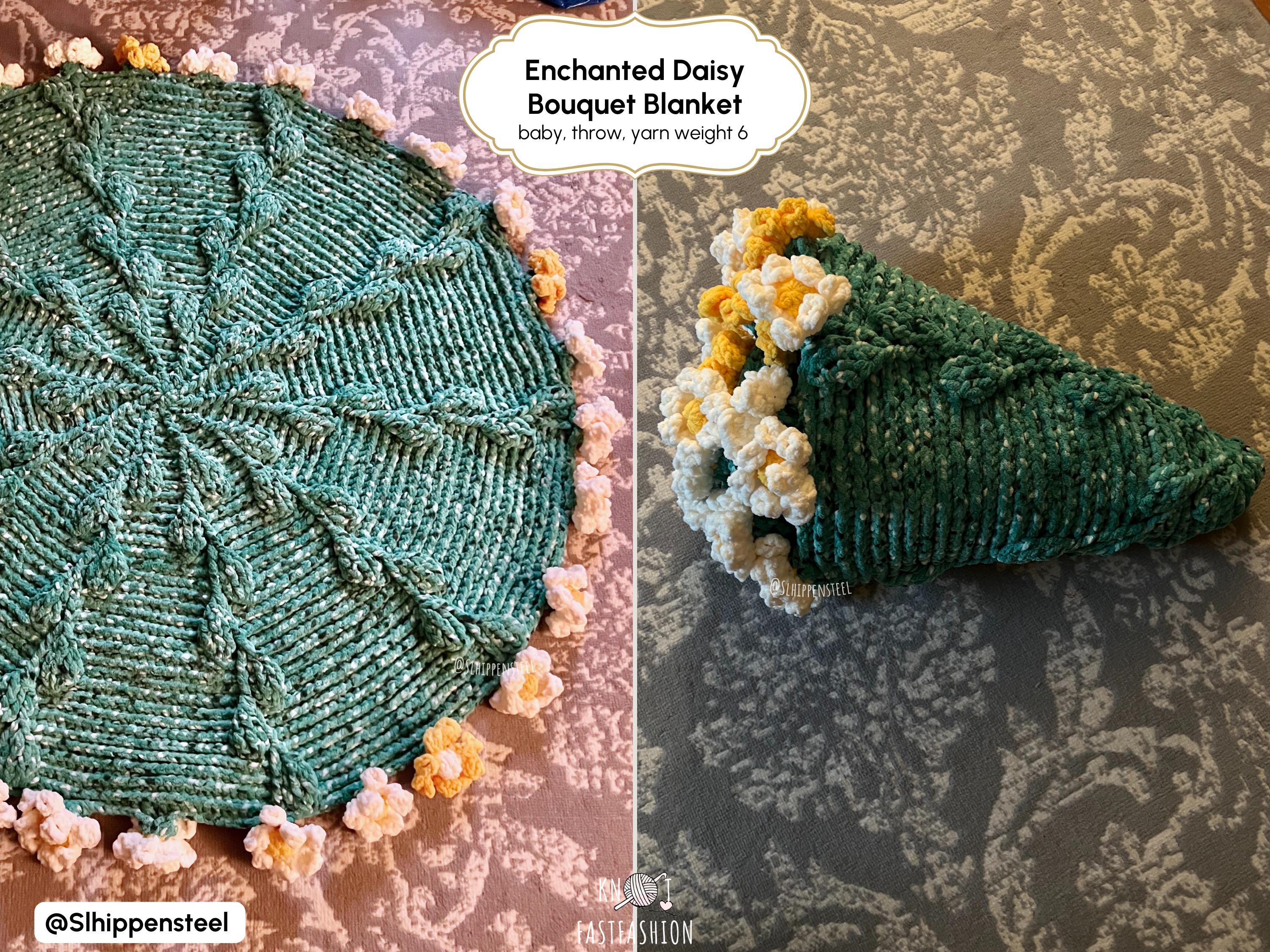 ふわふわの魅惑的なデイジーブーケブランケット PDF かぎ針編み