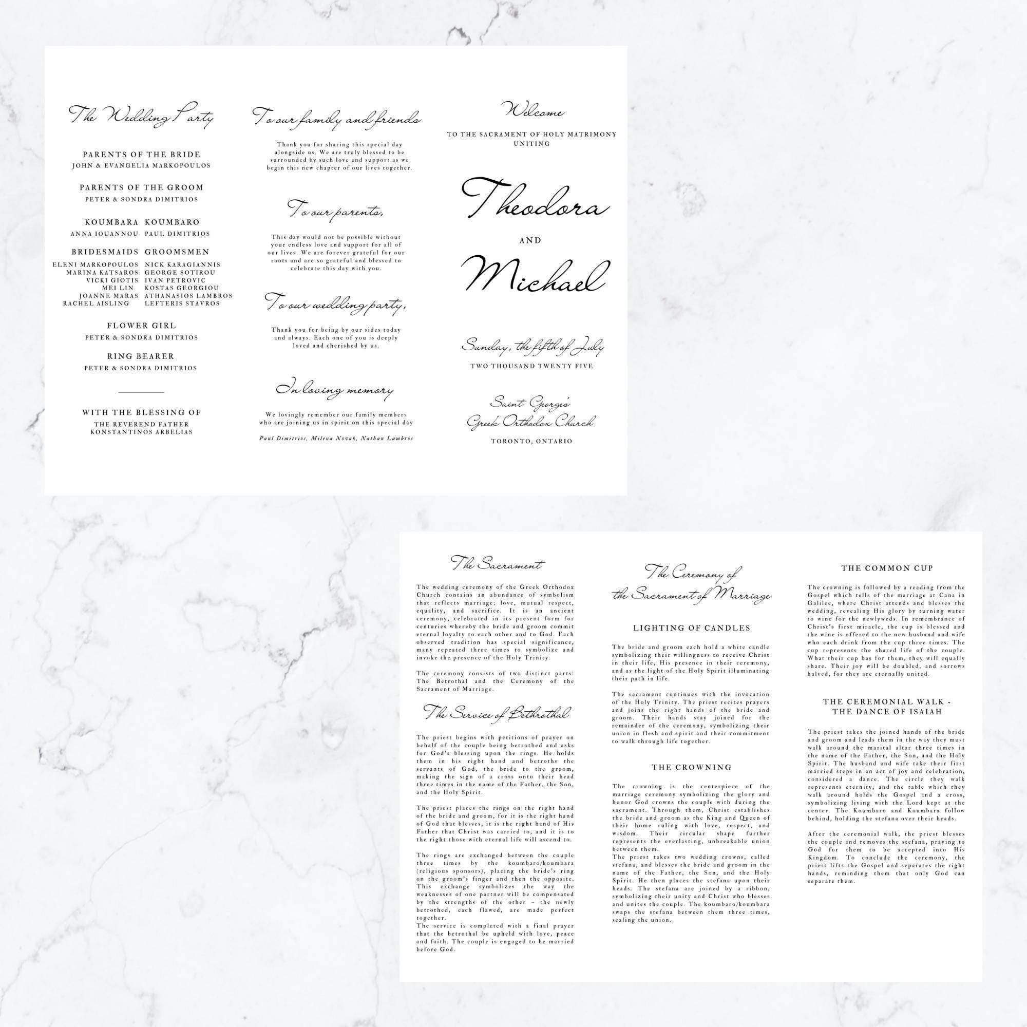Editable Greek Orthodox Wedding Program for Greek Wedding Canva ...