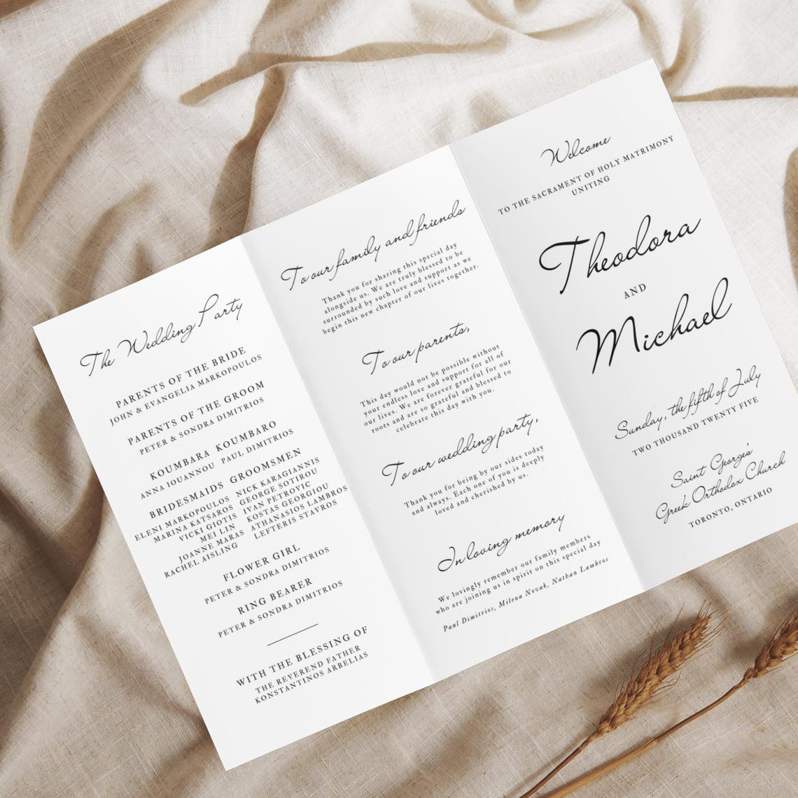 Editable Greek Orthodox Wedding Program for Greek Wedding Canva ...