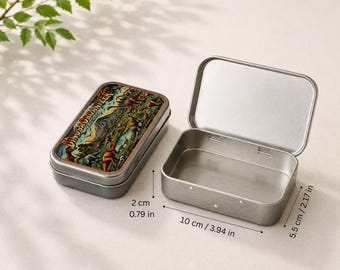 Dinosaur Tin Box Organizer: Small Storage Container (3.94x2.17x0.79 in.)