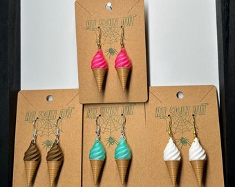Ice Cream Earrings / Swirled Cone Earrings / Soft Serve Earrings / Ice Cream Cone Earrings