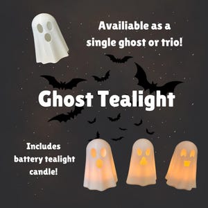 Ghost tealight decor / light up ghost luminary / Halloween decor