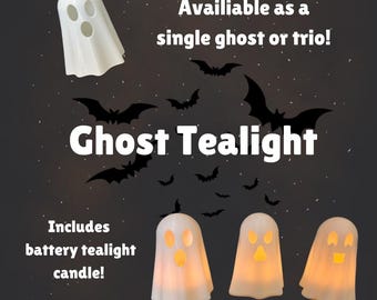 Ghost tealight decor / light up ghost luminary / Halloween decor