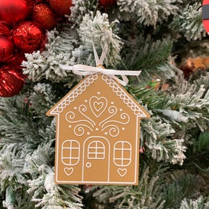 Decorazione natalizia a forma di casa di pan di zenzero / Decorazione per albero di Natale / Decorazione di pan di zenzero