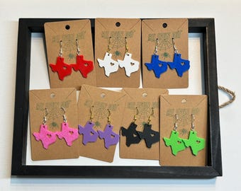 Texas Shaped Heart Earrings / North Texas / DFW Love
