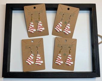 Christmas Tree Cake Earrings / Holiday Earrings / Festive Accessories