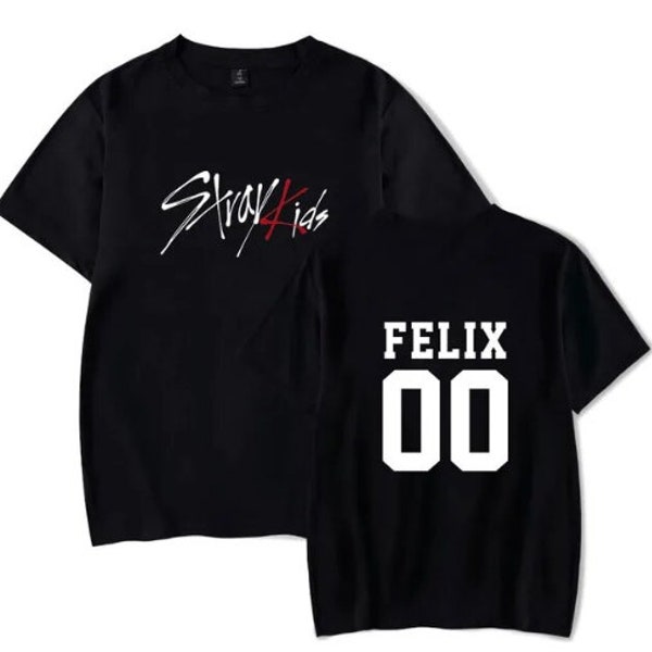 Stray Kids T-shirt! Suitable for unisex this comfy cotton tee features Seungmin, Felix, Hyunjin, Jeongin, and Minho.