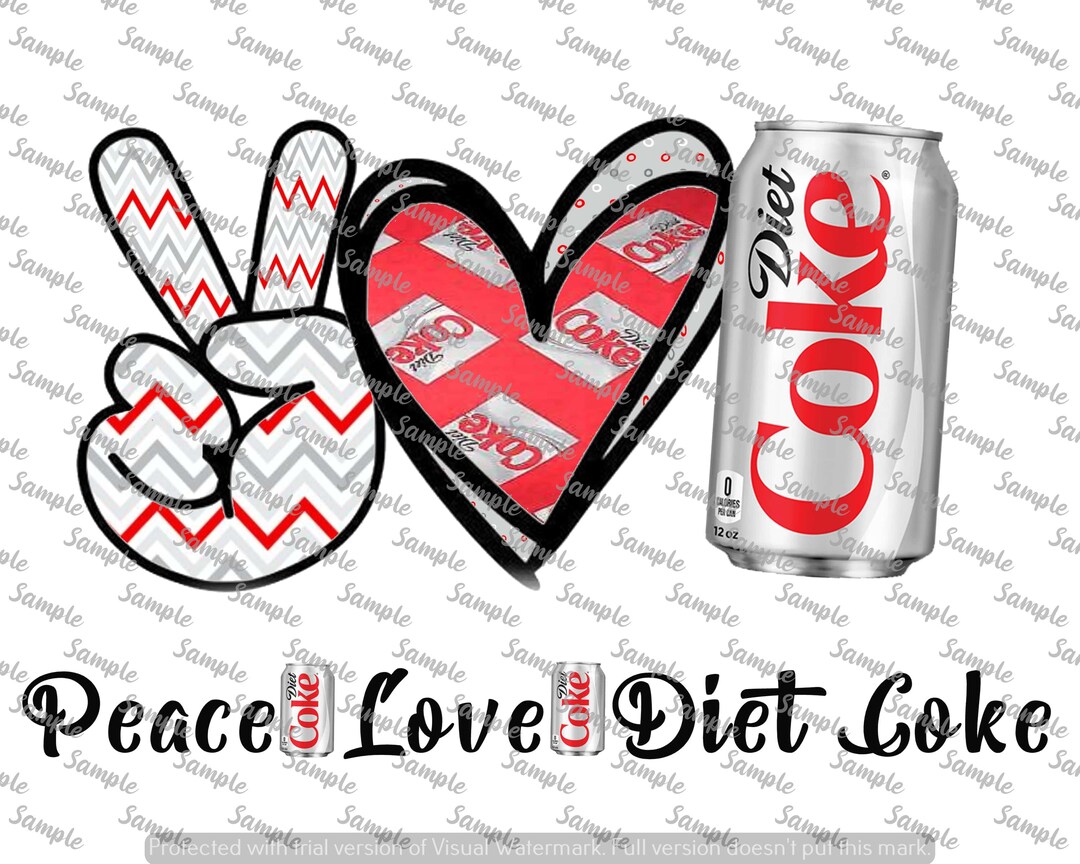 Peace Love Diet Coca Cola Coke PNG & JPG Files Iron Transfer Heat Press ...