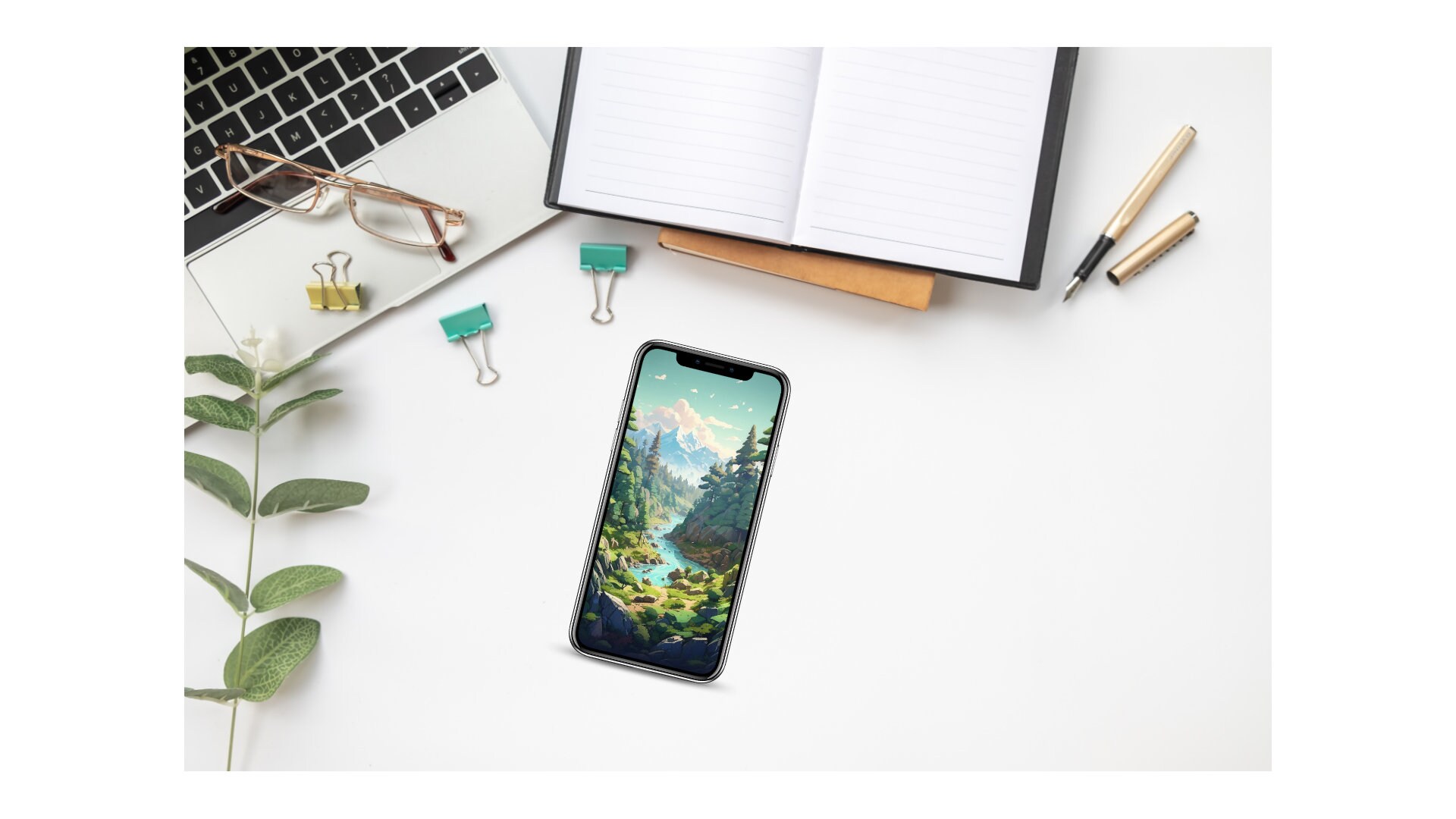 Minimalistic Mountain Forest, 4k Wallpaper - Etsy