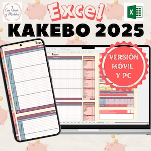 KAKEBO ACCOUNTBOEK 2025 Excel digitaal, economie, eenvoudige financiën, inclusief jaaroverzicht, Spaanse aanbiedingsorganisatie