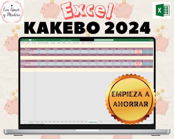 Kakebo 2024 Digital Excel, Domestic Account Book, Economy, Easy Finance,  Includes Annual Summary, Spanish Organization Offer 