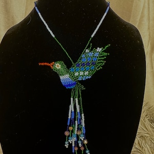 Embera Chami Handmade Beaded Hummingbird Necklace
