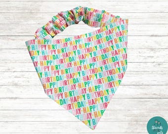 Happy Birthday Dog Bandana: Handmade Pet Scarf with Scrunchie