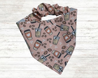 Pink Coffee Scrunchie Dog Bandana: Caffeinated Pet Accessories