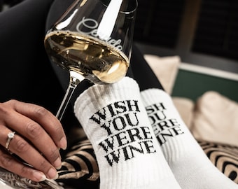 Wish you were wine Socken, Cenneto, weiß, schwarz, unisex, Wein, Weißwein